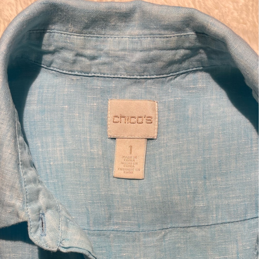 chico’s size 1 (Med/8) sleeveless baby blue tunic - Picture 4 of 8